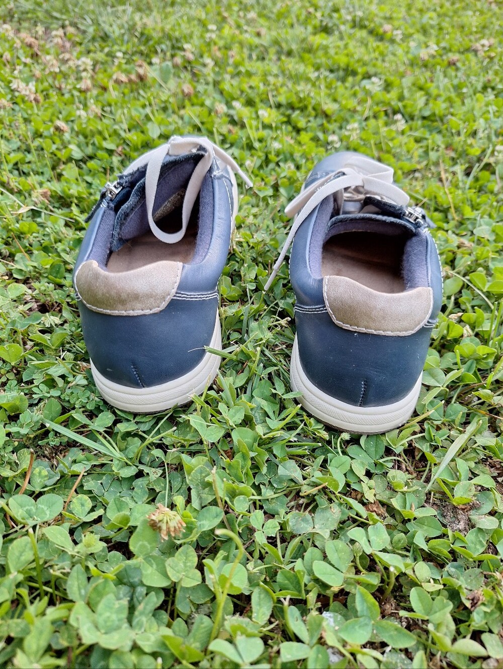 Earth Origins Blue Leather Lace-Up Sneakers with Side Zip - Picture 5 of 12